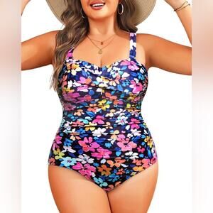 Womens Plus Size One Piece Swimsuit - Ruched Tummy Control Bathing Suit XL